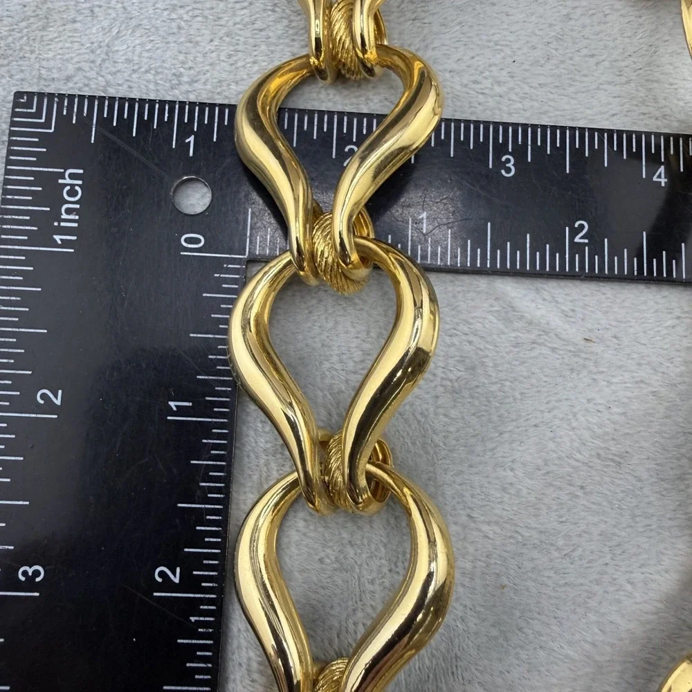 Vintage Chunky Necklace Gold Tone Statement 19" - Picture 5 of 6